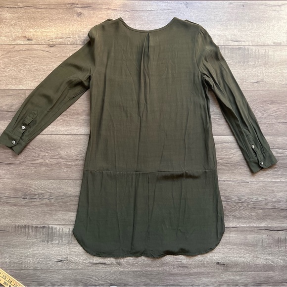 Madewell Army Green Tunic Henley Style Dress Size Medium - Picture 6 of 11